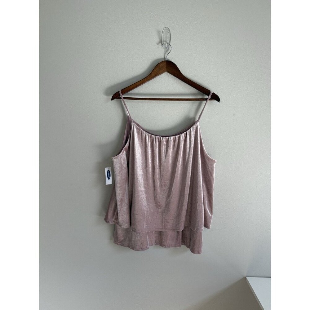 Y2K Old Navy Women’s XL Velvet Spaghetti Strap Tank Top Pink Romantic Fairy Core - Picture 5 of 11